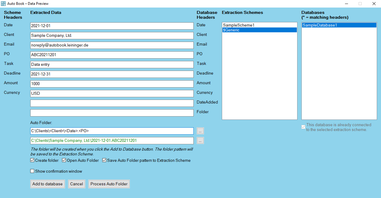 Data Preview with selected $Generic Scheme and Auto Folder pattern